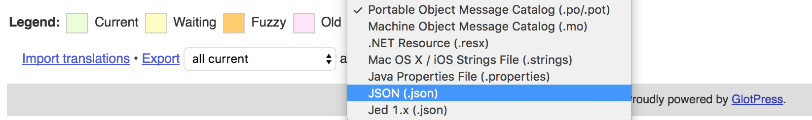 JSON Export screenshot