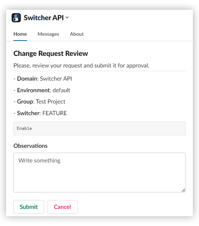 Slack App - Change Request