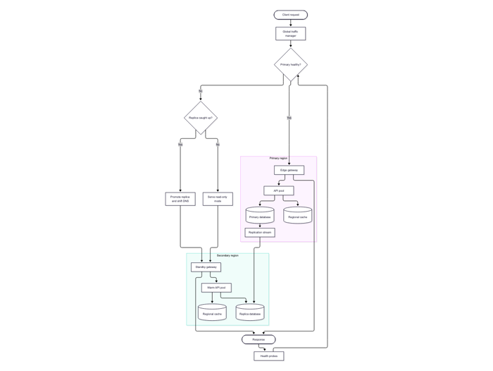 Official Mermaid.js multi-region failover flowchart