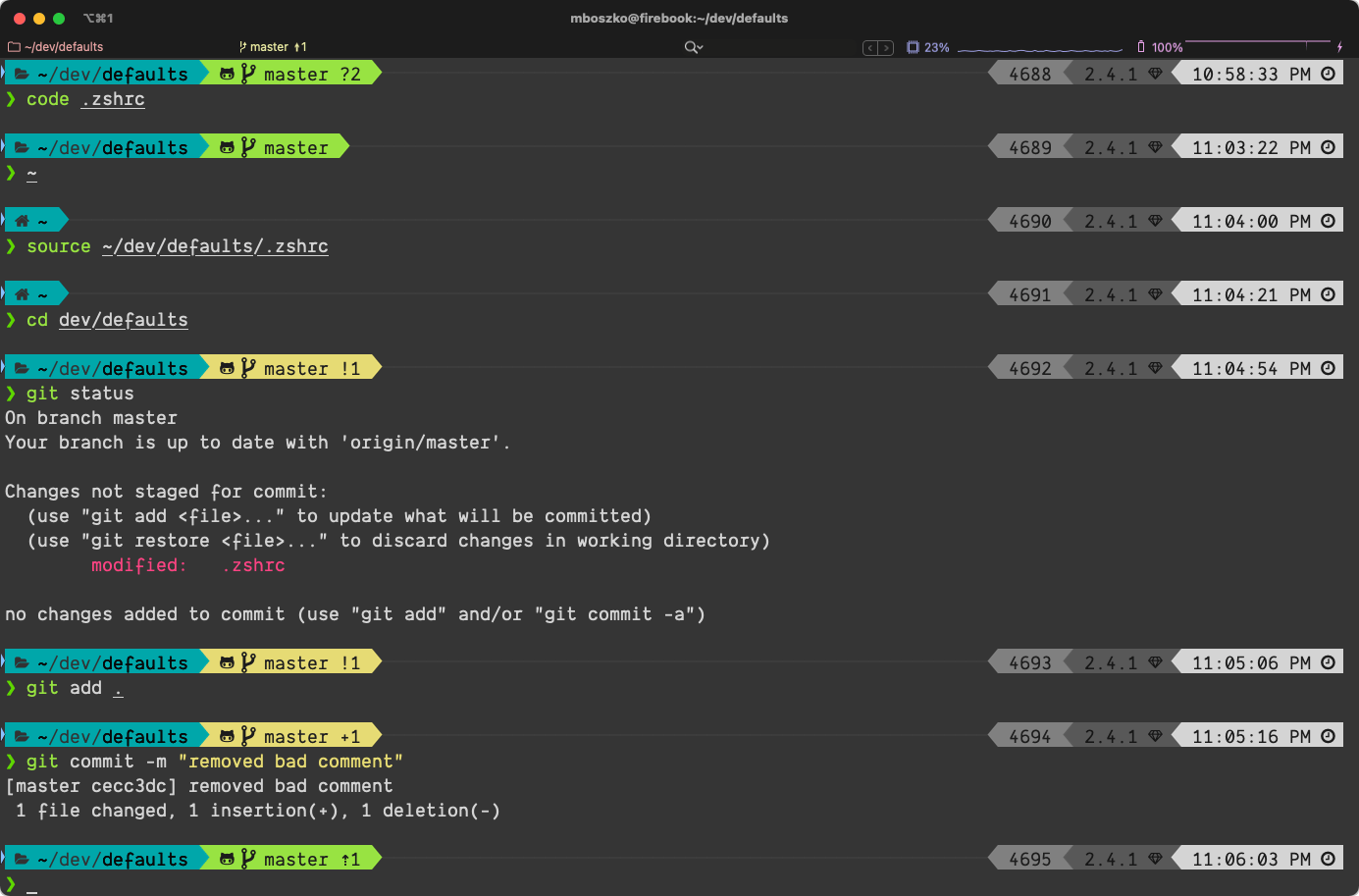 customized zsh screenshot