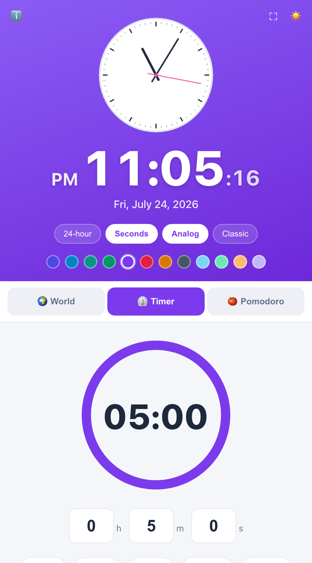 Timer view with circular progress ring