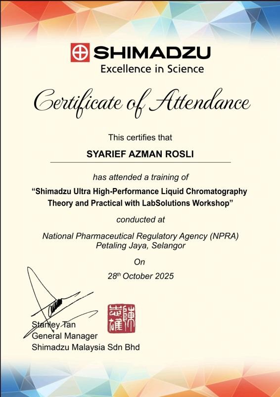 Shimadzu UHPLC Certificate