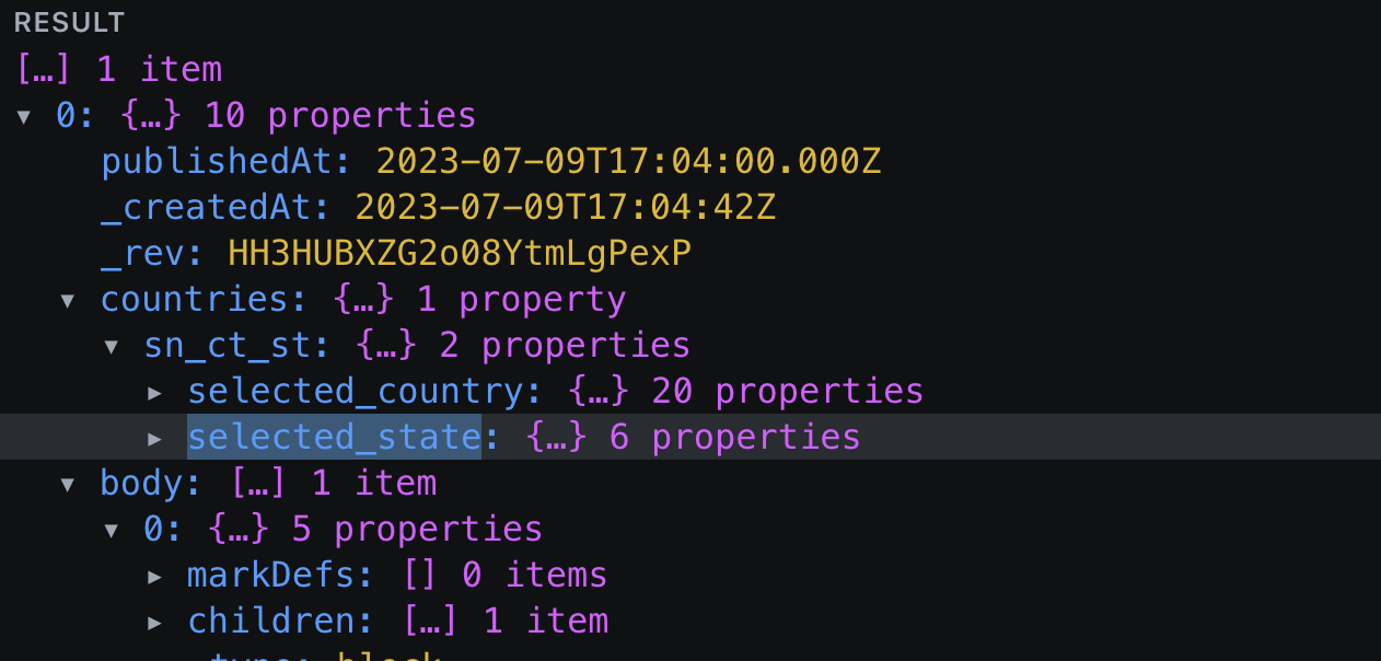 Country List Payload