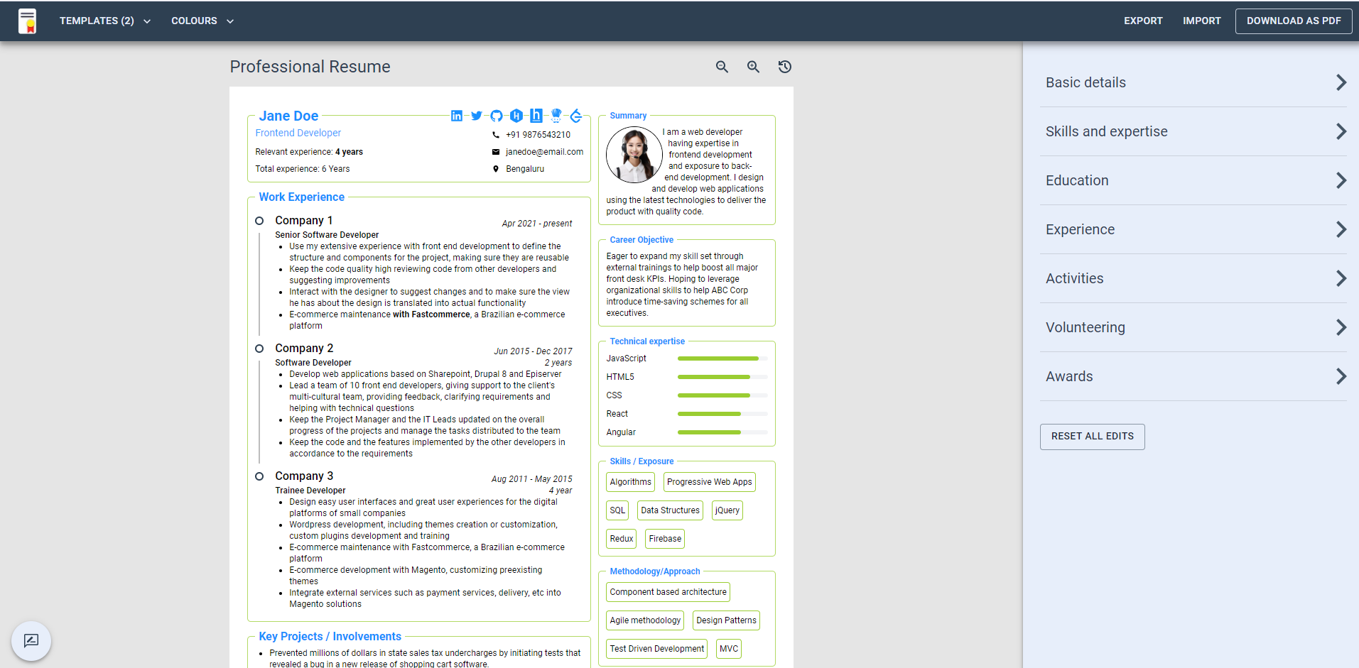 get started with resume builder