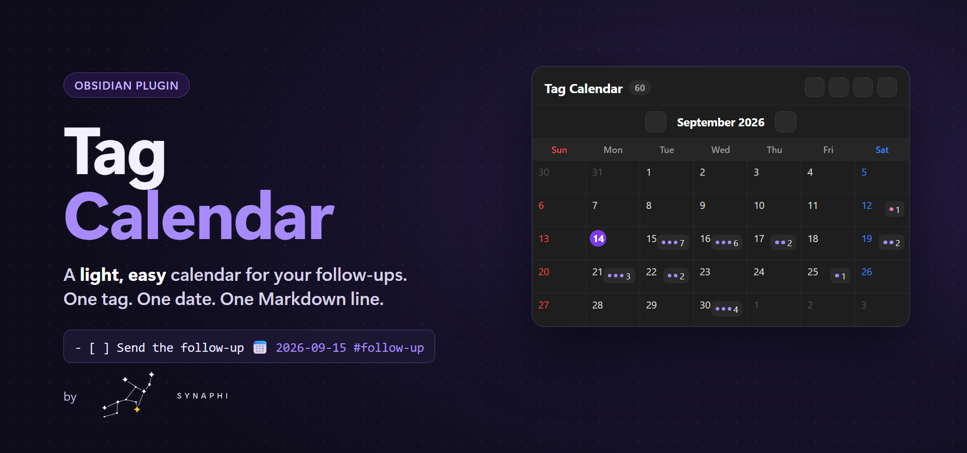 Tag Calendar — a light, easy calendar for your follow-ups