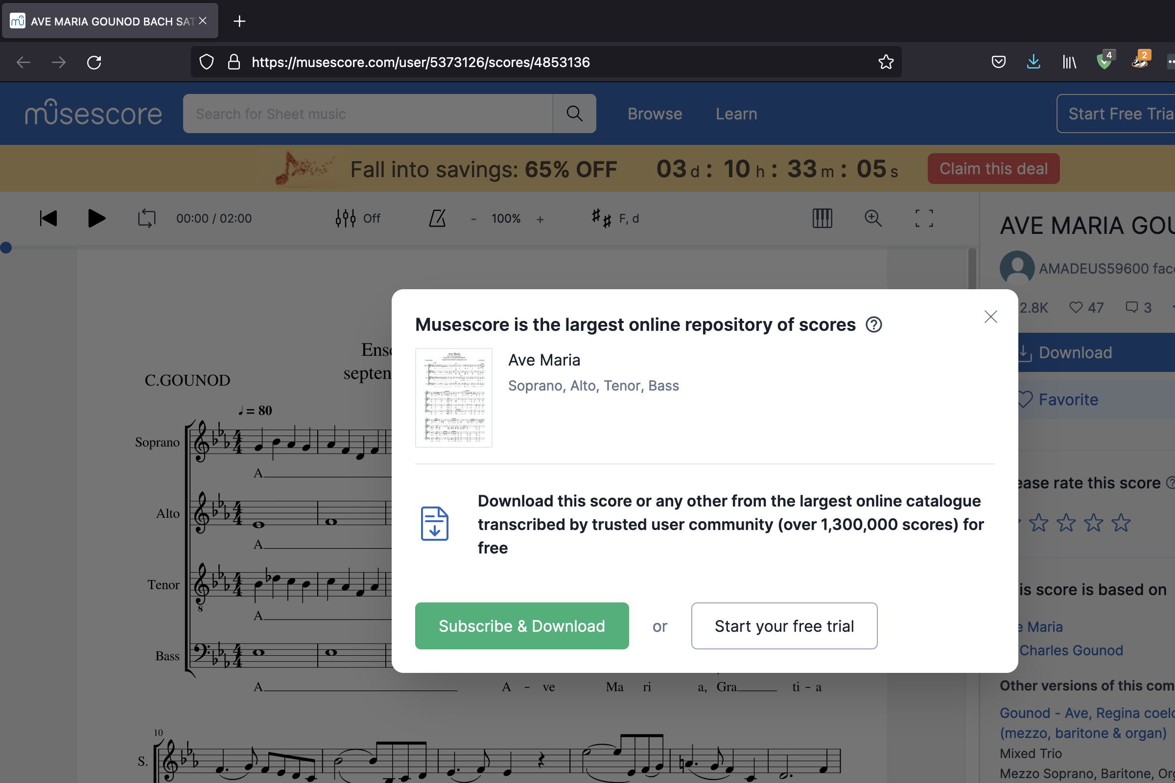 Example download from MuseScore.com