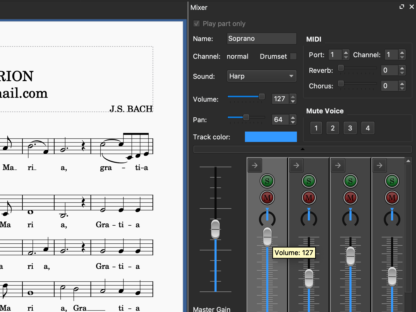 Adjust volume for specific part in Mixer