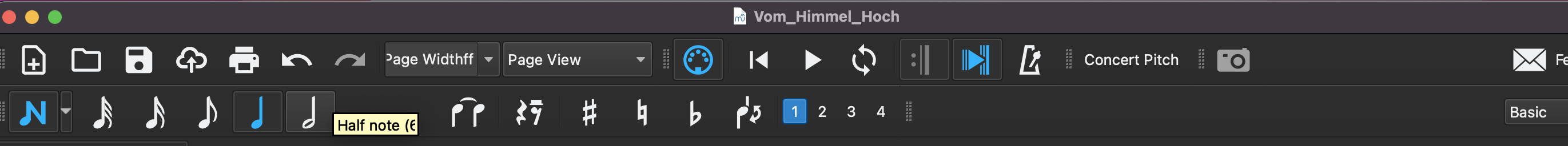 Note input bar for durations