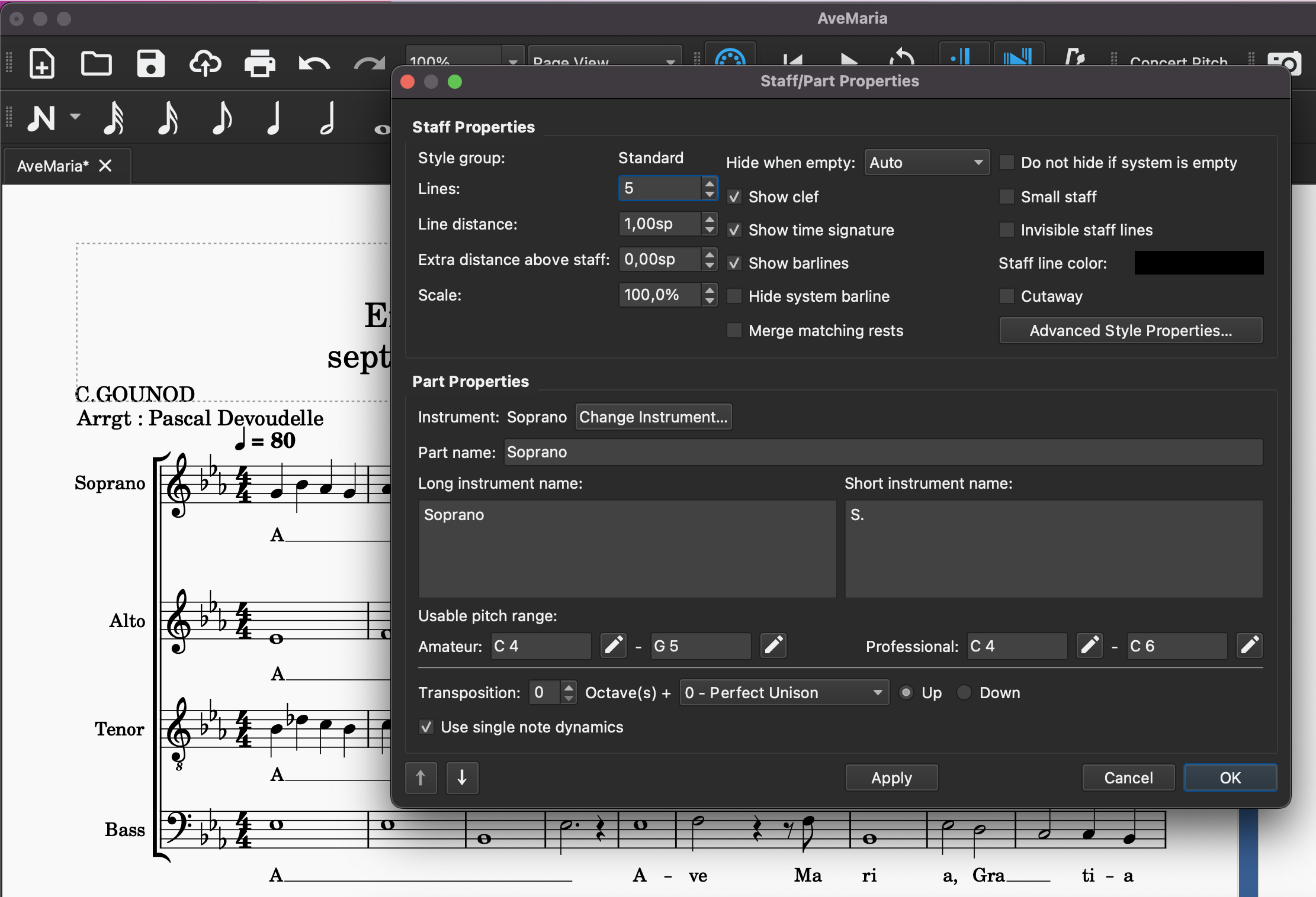 Change playback instrument