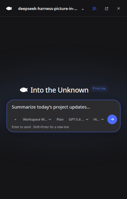 Native dark-theme DeepSeek Harness picture-in-picture chat window