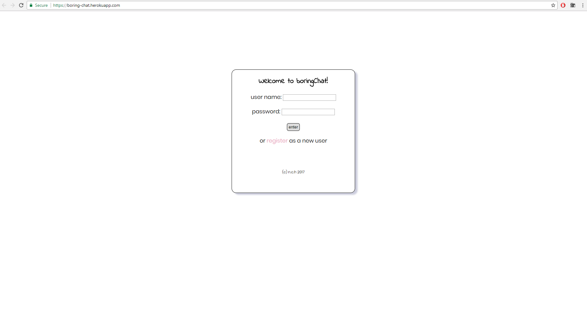 the login page