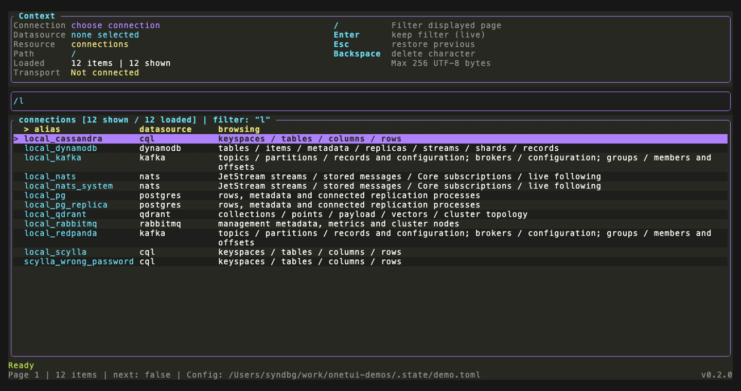 PostgreSQL in OneTUI