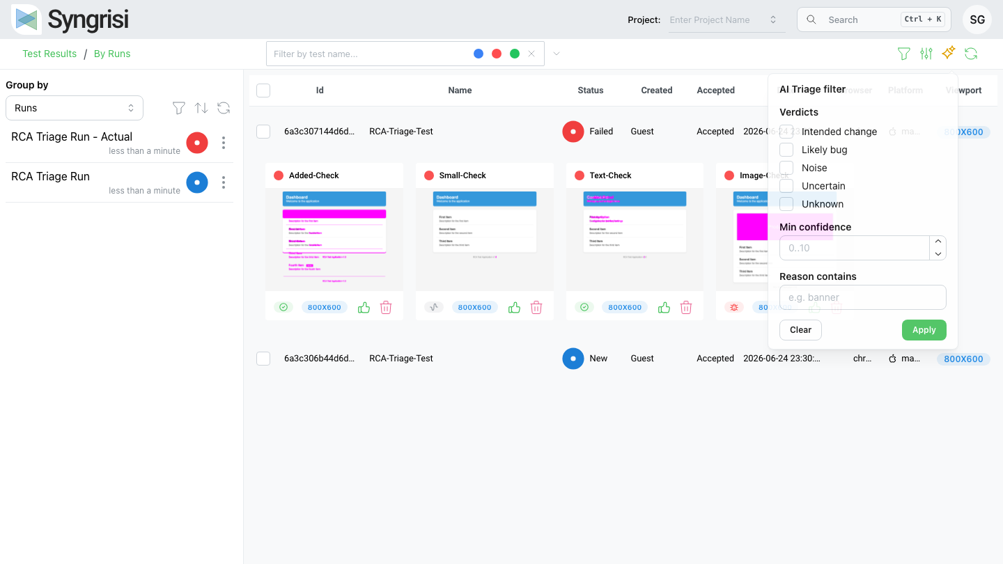 Filter checks by AI verdict