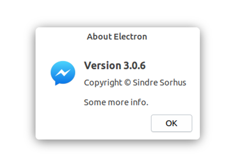 The about window on Ubuntu
