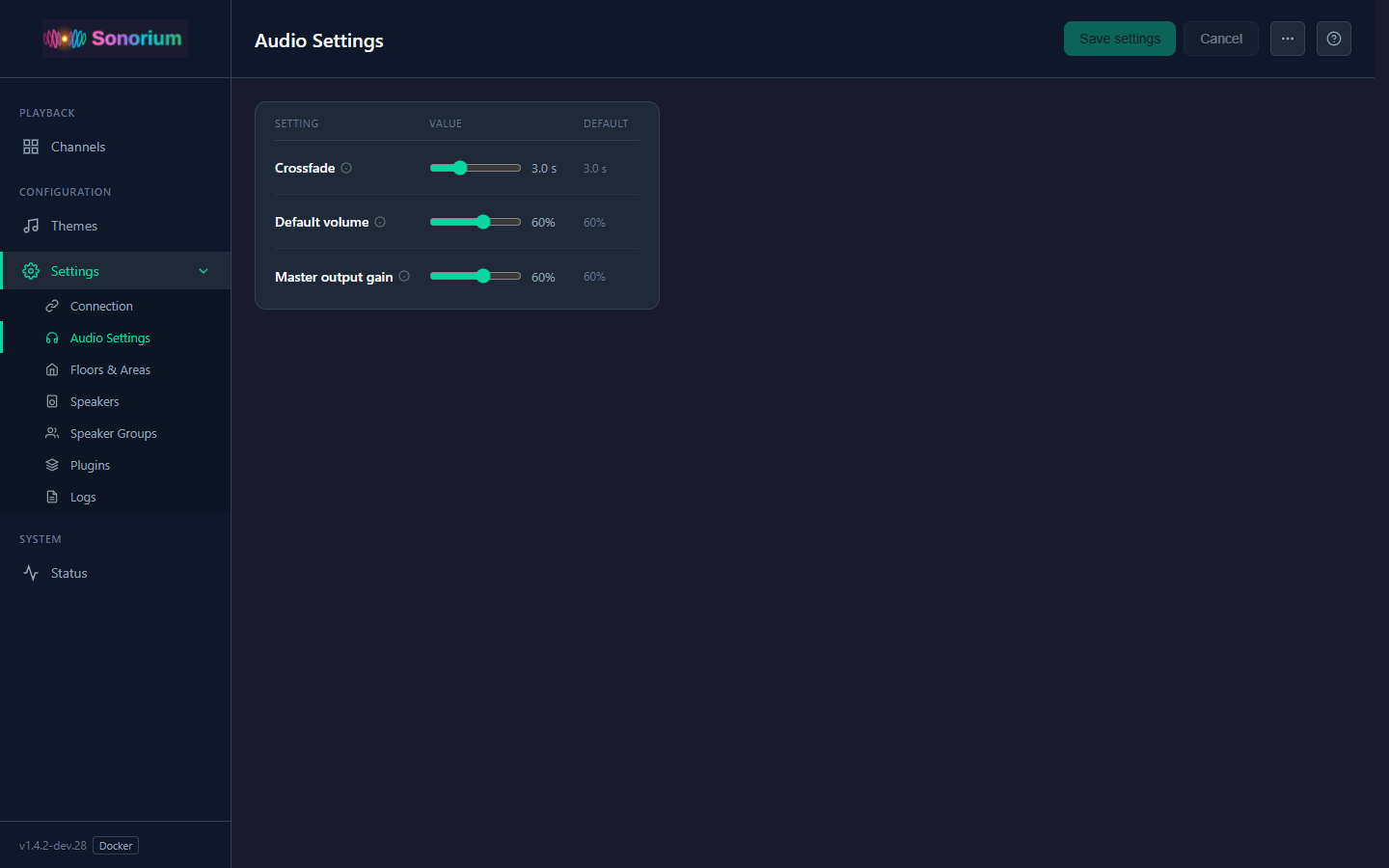 Settings → Audio Settings