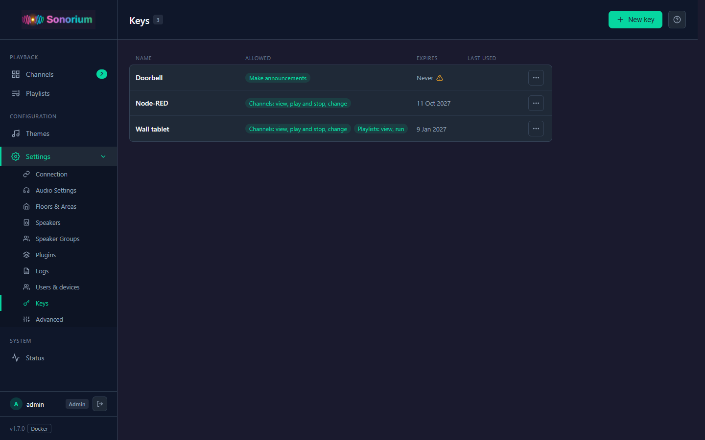 Settings → Keys