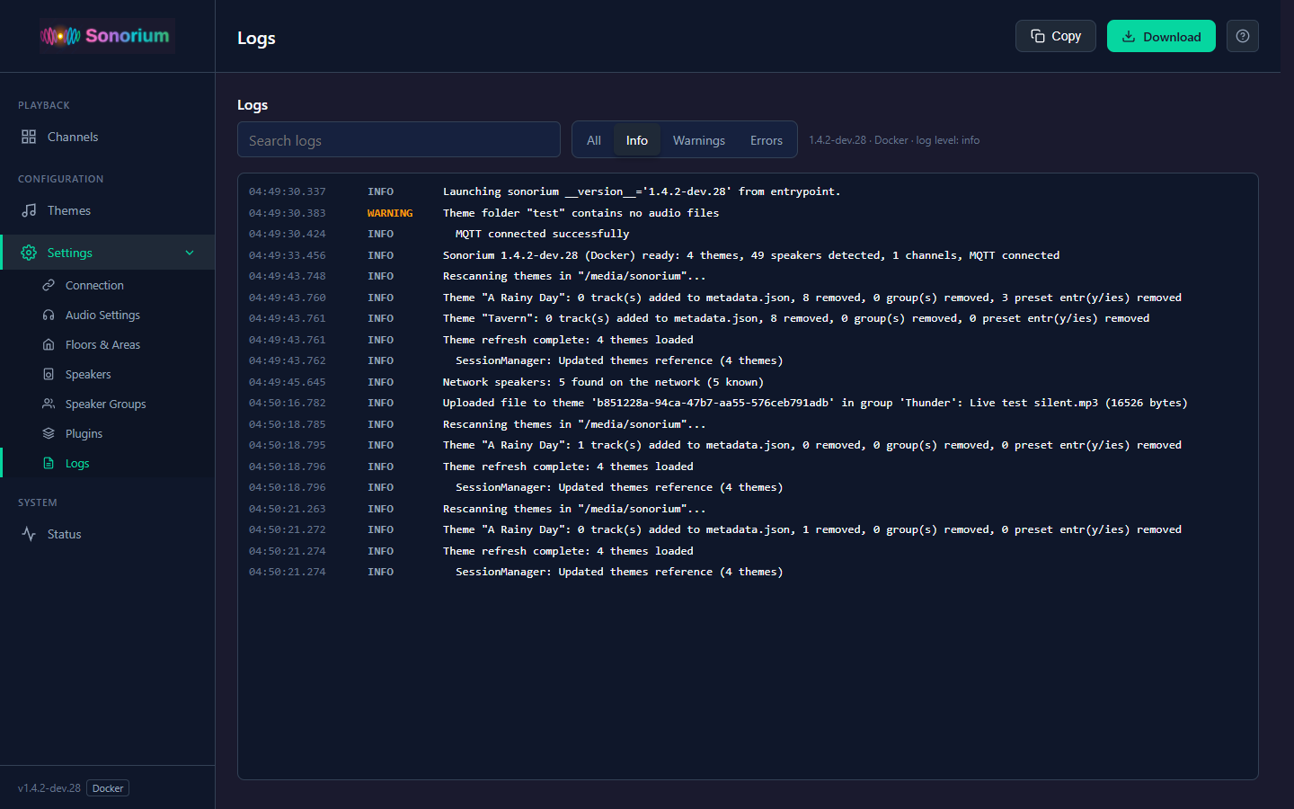 Settings → Logs