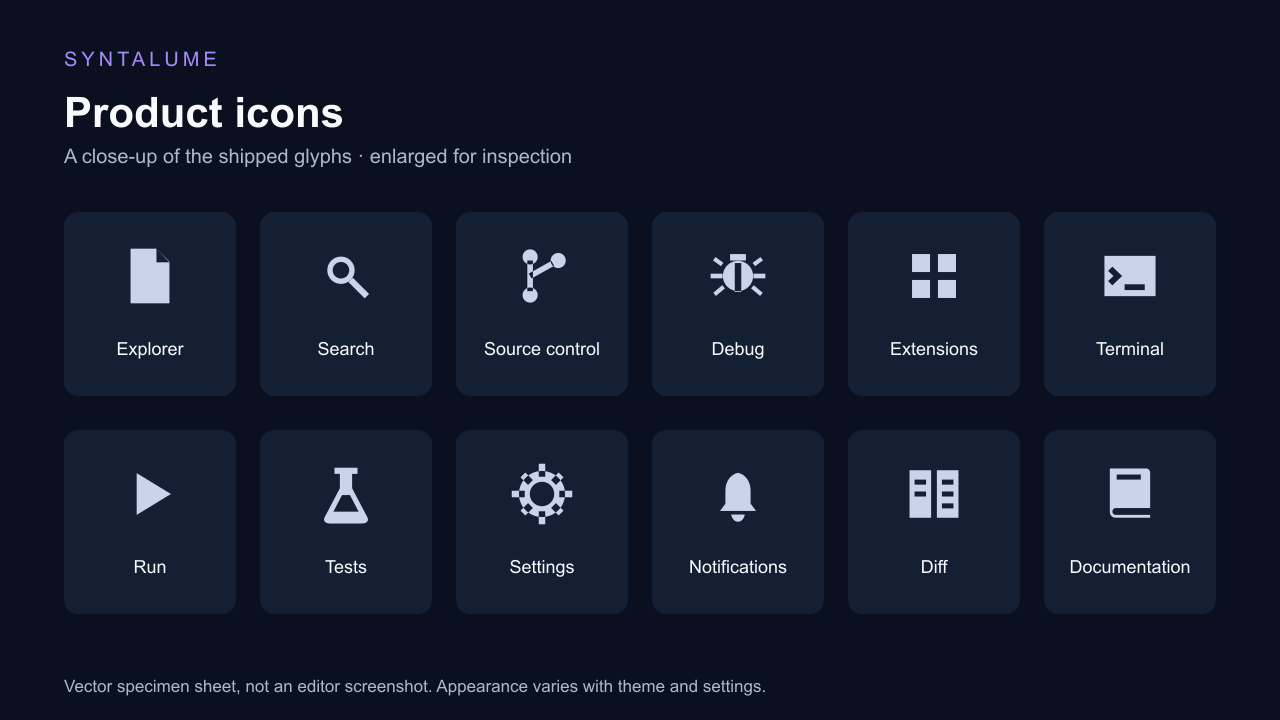 Enlarged samples of Syntalume product icons