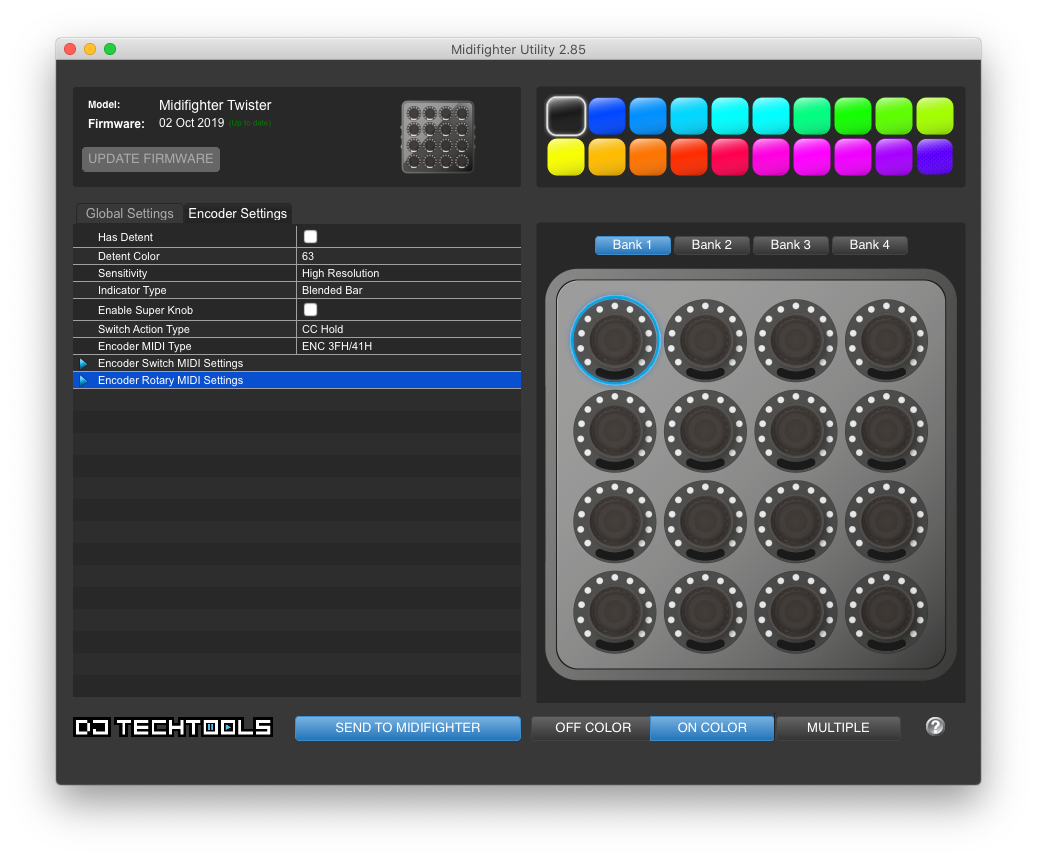 Midi Fighter Twister configuration