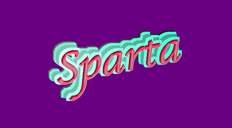 "Sparta" string rendered with applied neon filter