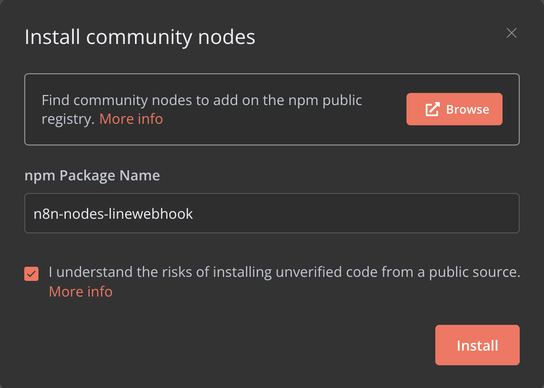 Community node installation