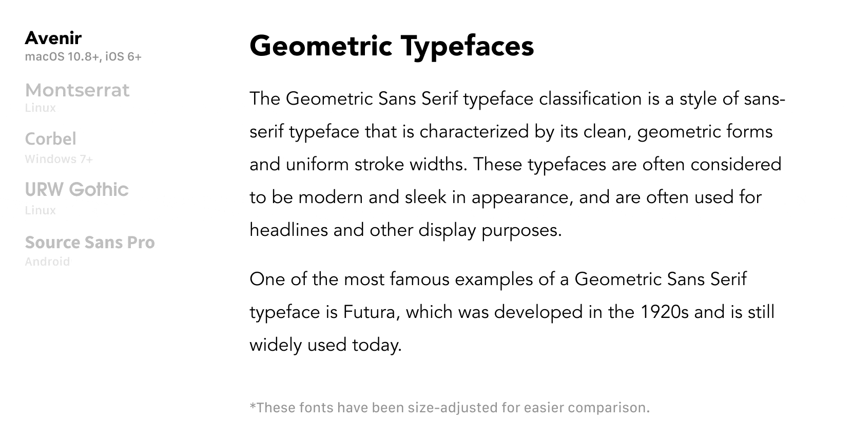 Geometric Humanist Font Rendering