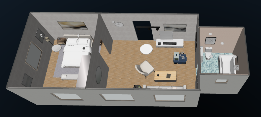 Ranger Piper in the native MuJoCo default apartment