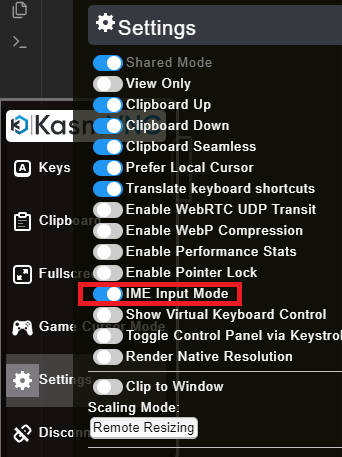 Settings IME Input Mode