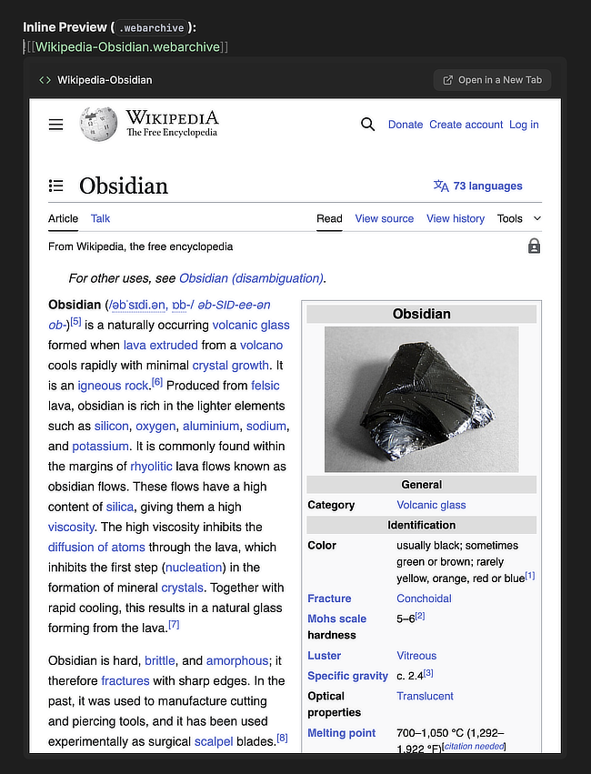 Example of an inline embed using Embeds+ in Obsidian