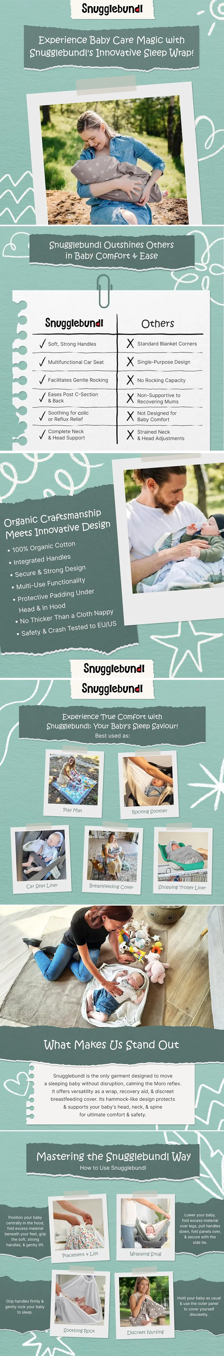 Snugglebundl 專利手柄嬰兒包巾