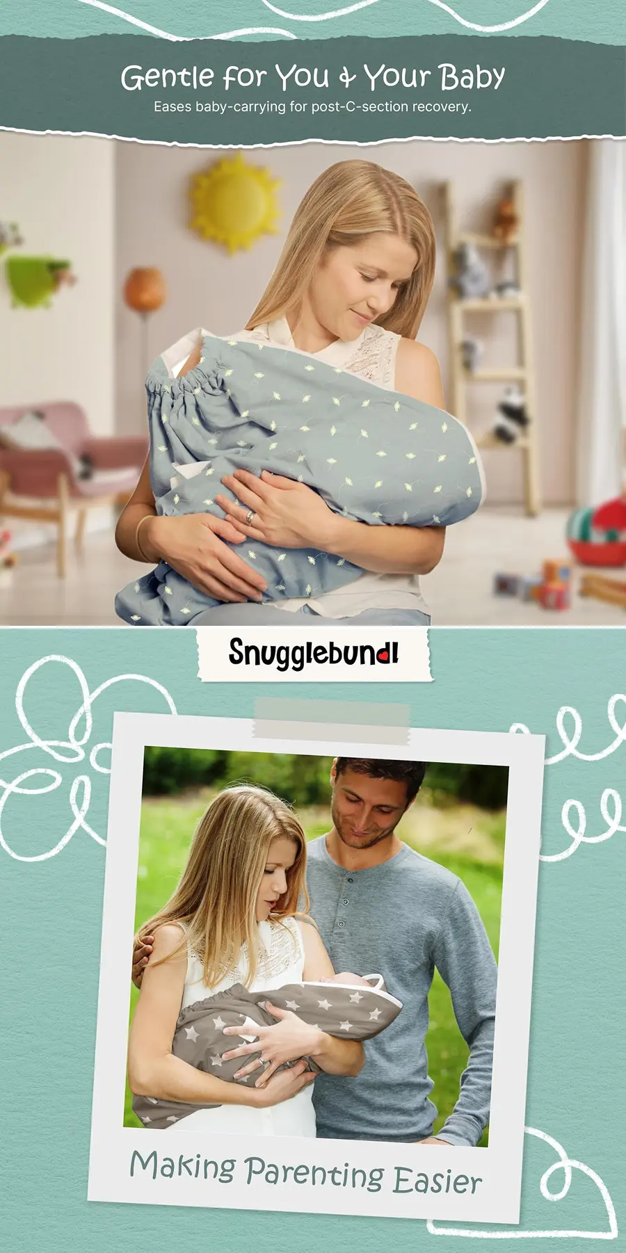 Snugglebundl 專利手柄嬰兒包巾