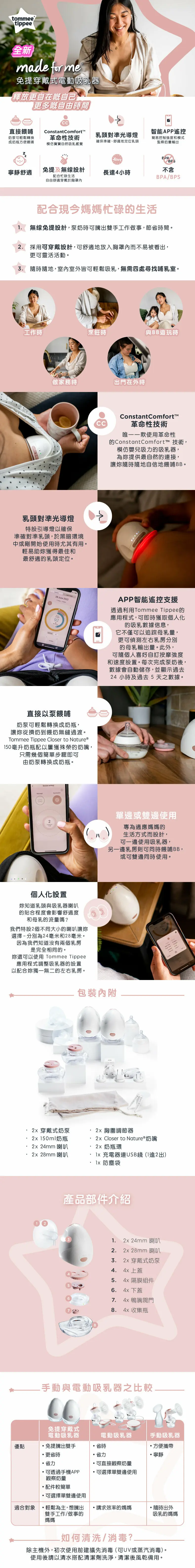 Tommee Tippee Made for Me 双边免提穿戴式吸乳器