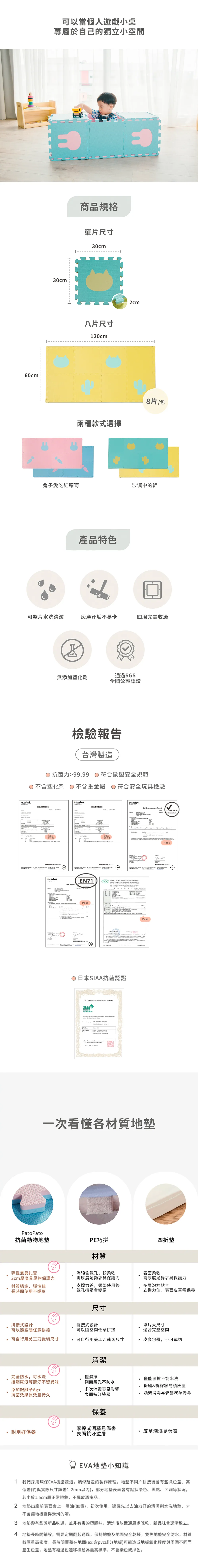 Pato Pato 抗菌動物地墊-8入