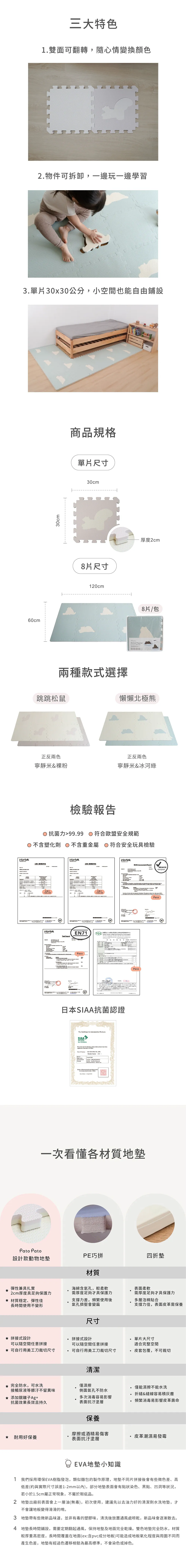 Pato Pato 抗菌動物地墊-8入 跳跳松鼠