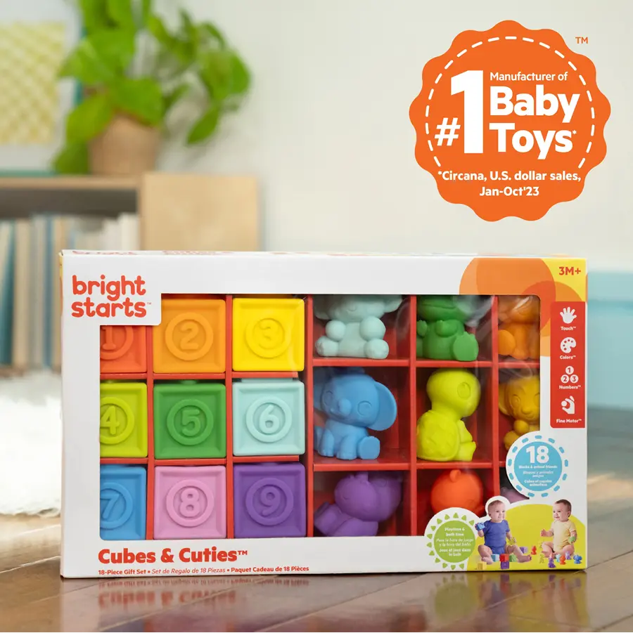 Bright Starts Cubes & Cuties 叠叠扭扭软积木-18件装