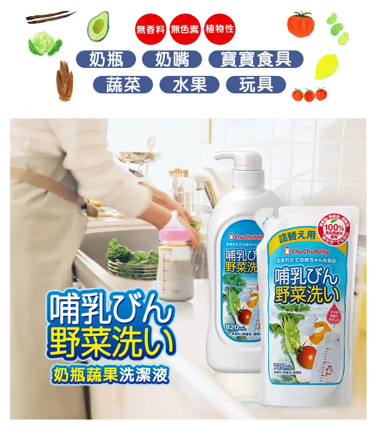 CHUCHU 奶瓶蔬果洗潔液補充裝 720ml