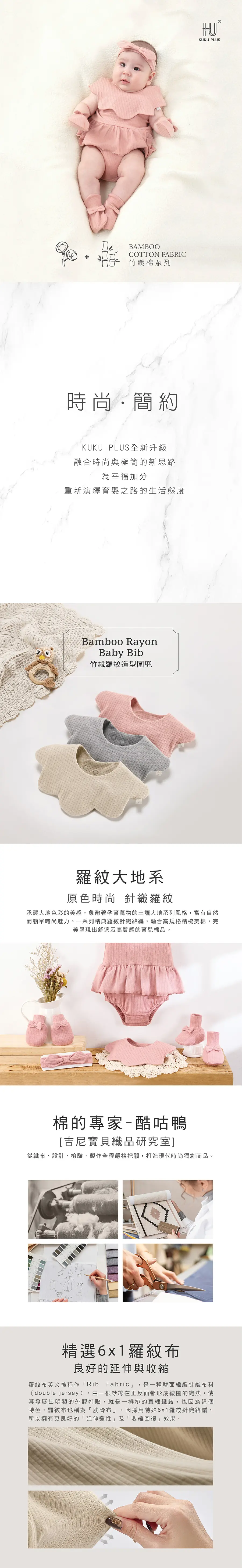 KuKu Duck 竹纖羅紋造型圍兜