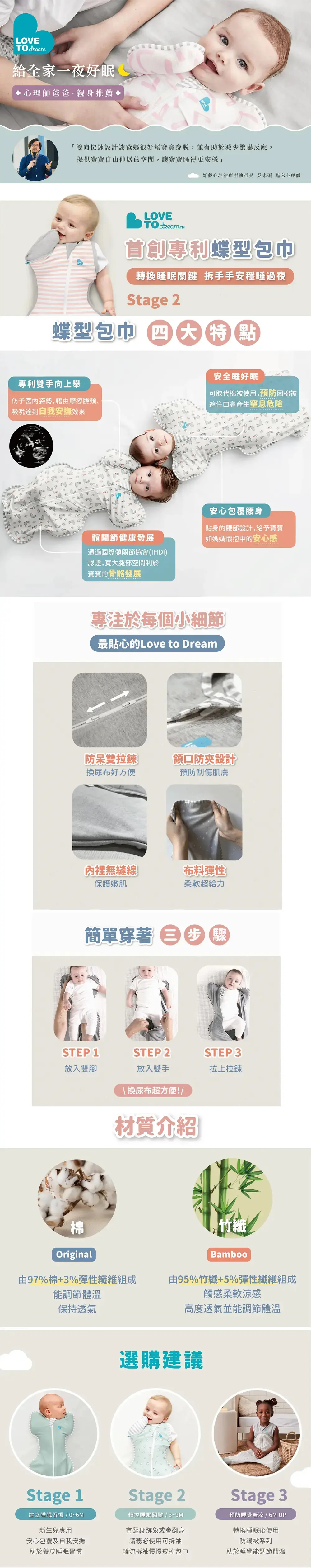 Love to Dream 蝶型嬰兒包巾(第2階)