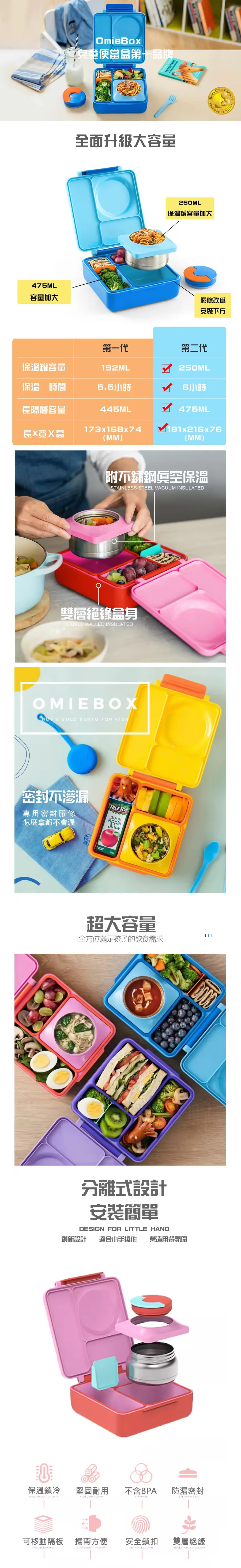 Omiebox 保冷保热三层防漏餐盒