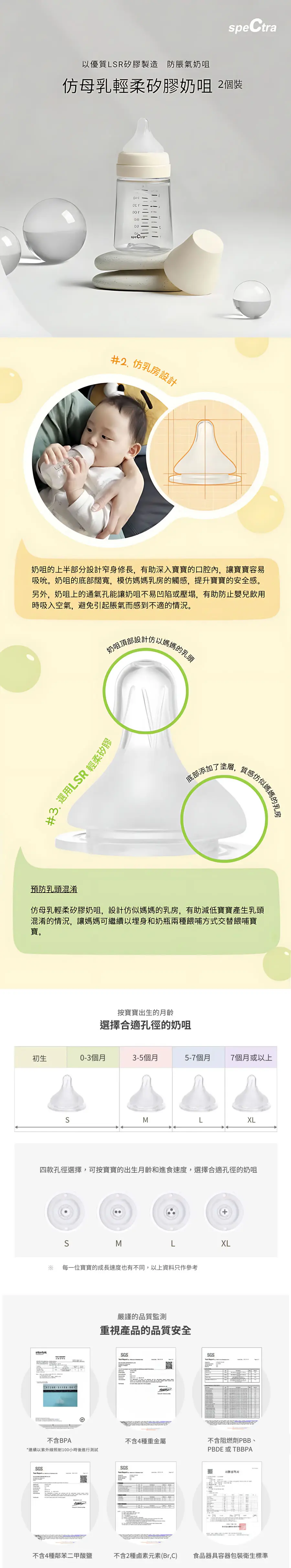 Spectra 寬口徑輕柔矽膠奶咀