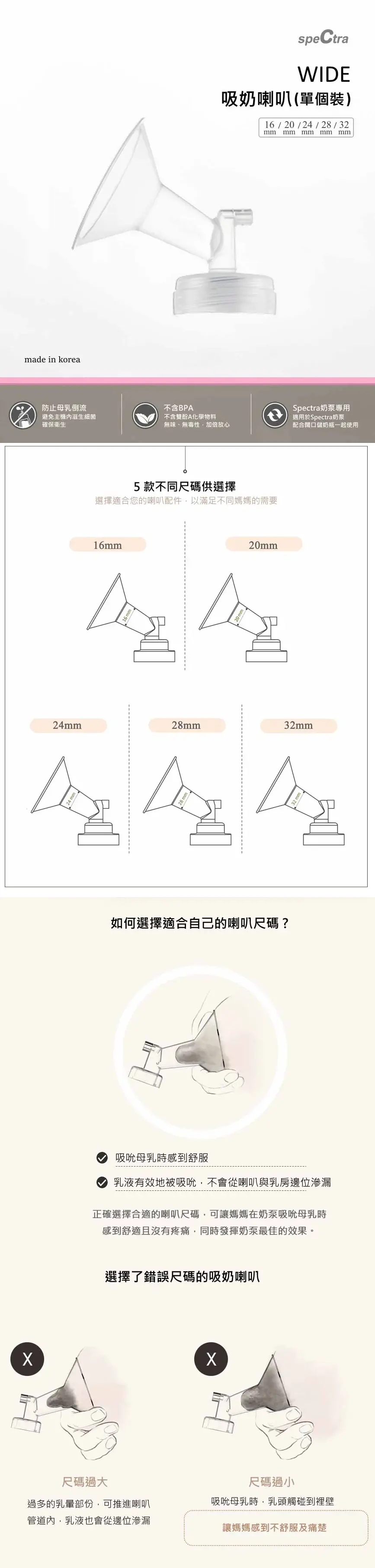 Spectra 闊口吸奶喇叭