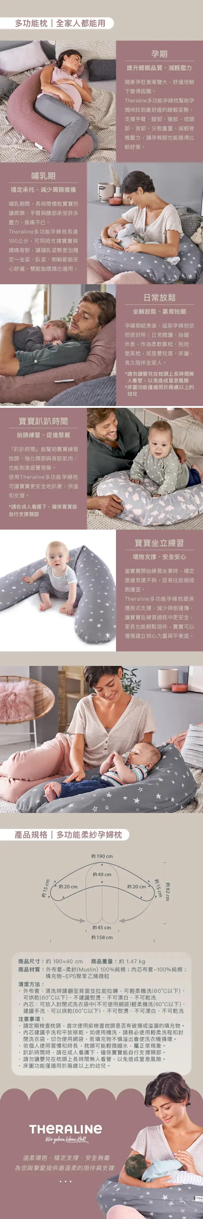 Theraline 妊娠及育嬰枕頭/ 棉紗布