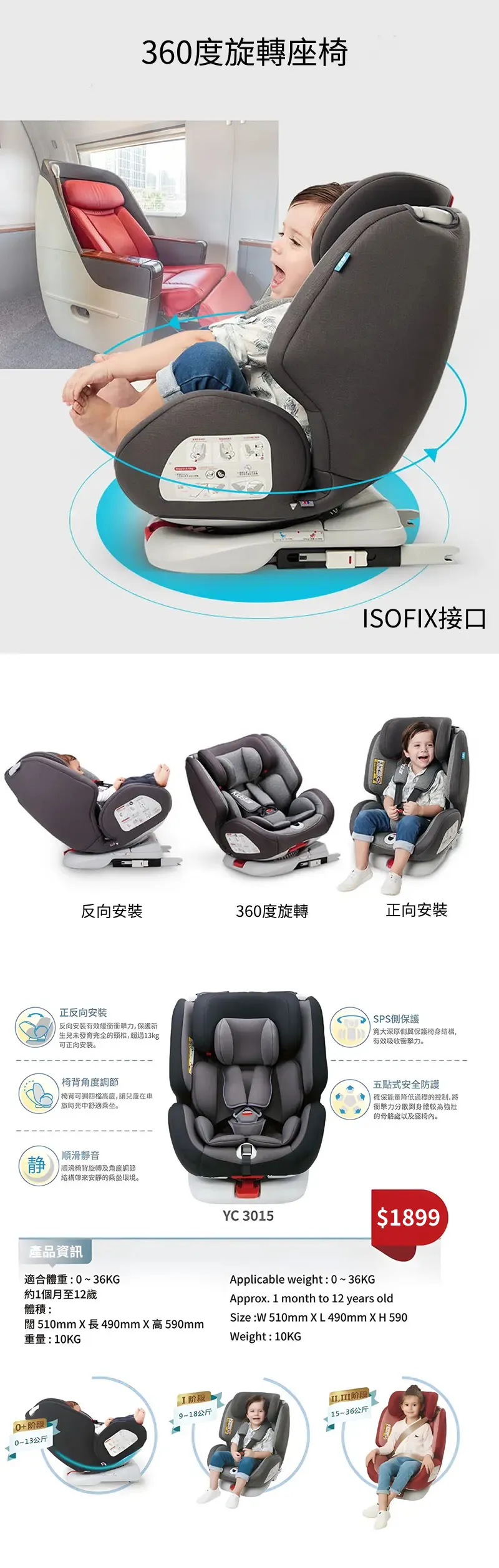 Minimoto 360轉盤汽車座椅(ISO-FIX)