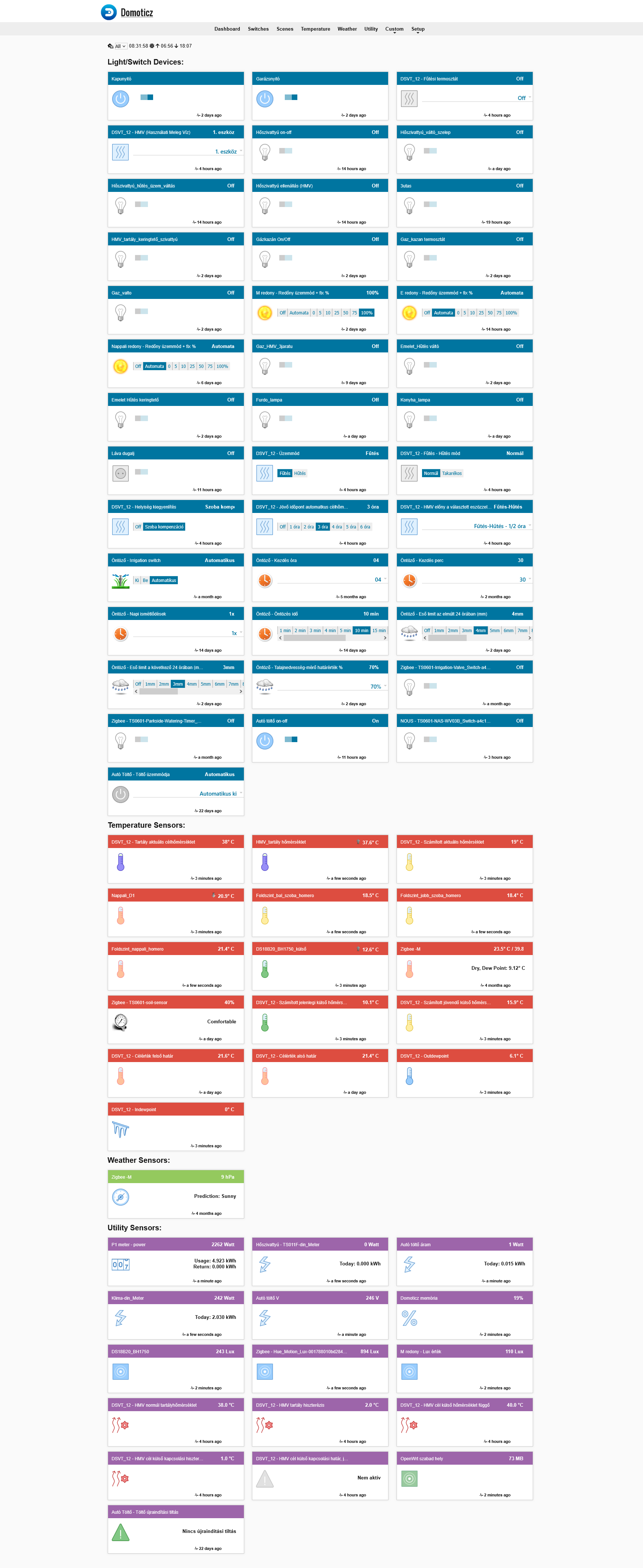Szelessav Domoticz Light Theme – light dashboard interface