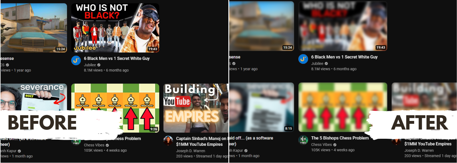 Thumbnails before and after