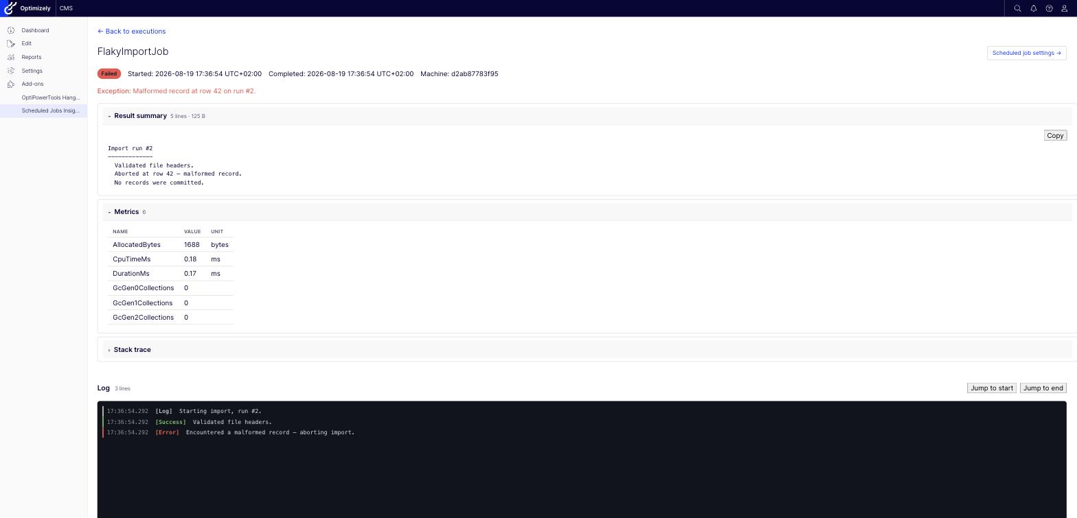 Execution detail — console view