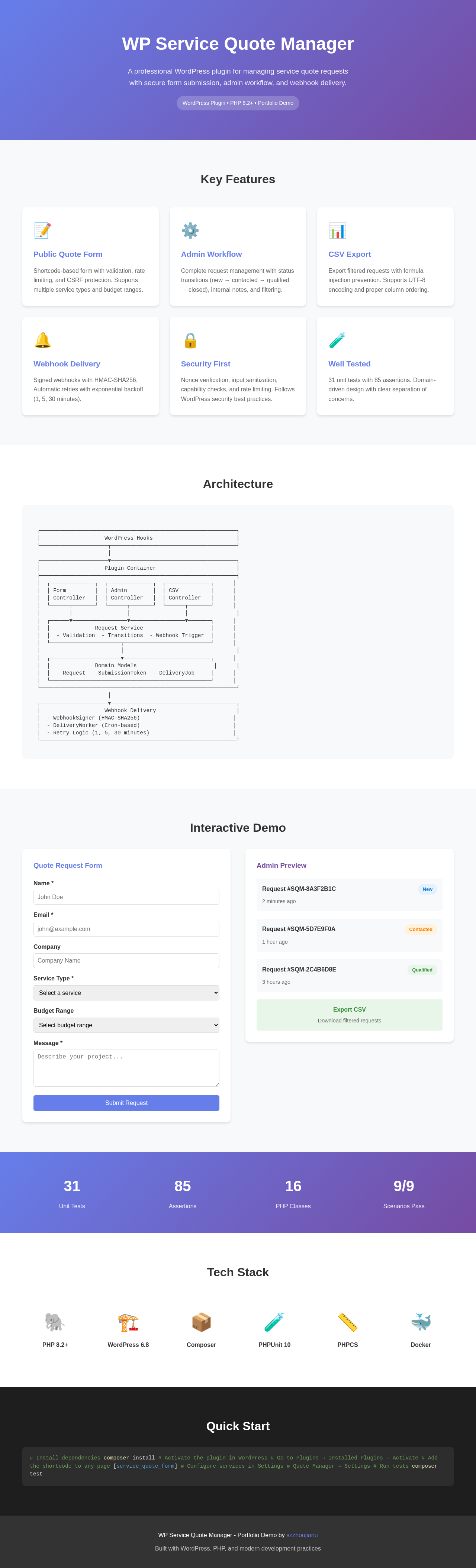 WP Service Quote Manager
