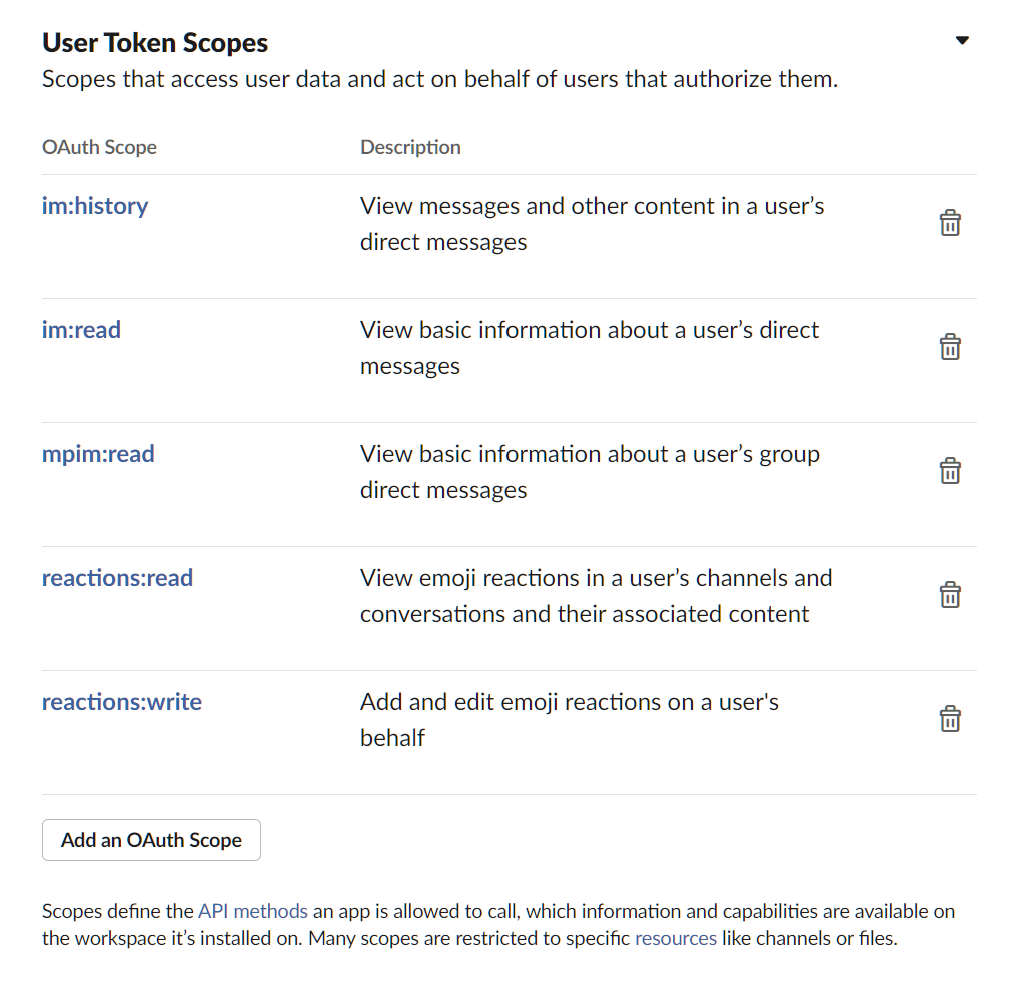 user token scopes