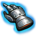 Icon of a silver armored gauntlet with a blue glow