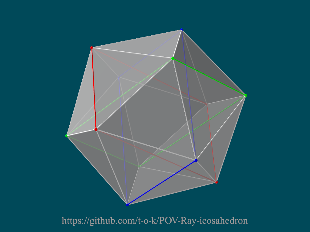 Icosahedron with internal rectangles